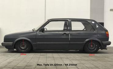 Coilover suspension "Deep Version" (X-GWVW02H), VW Corrado / Golf II / Jetta II; hardness adjustable!